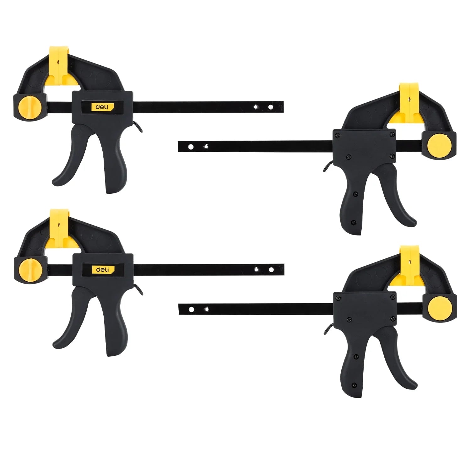 Deli 6-Inch Bar Clamps for Woodworking,Trigger Ratcheting Bar Clamp and Spreader ,Quick F Grip Clamps,One-Handed, 4 Pack