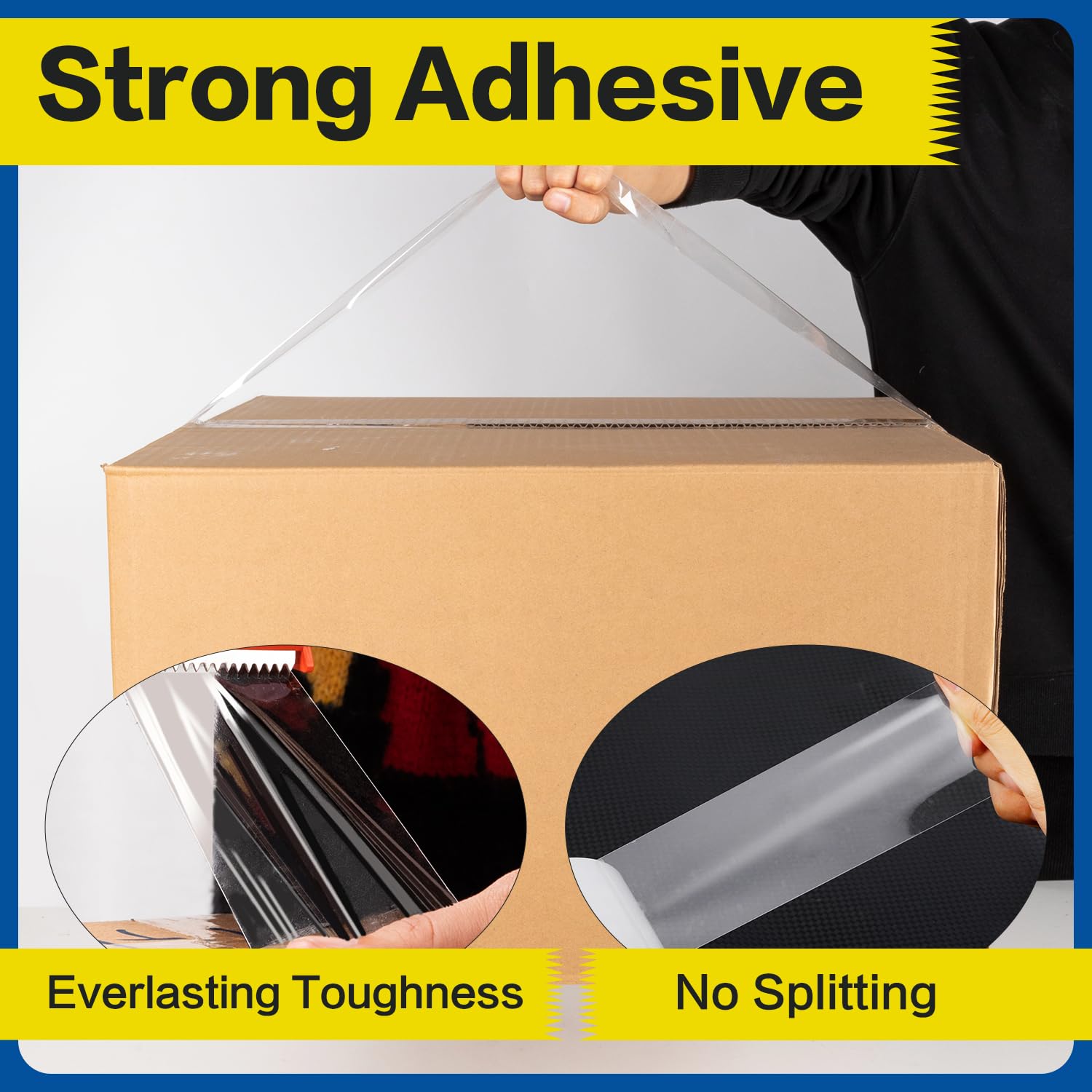 deli Heavy Duty Packing Tape, for Shipping Packaging, Clear, 2.7mil Thick, 1.88 inches Wide, 65 Yards Per Roll