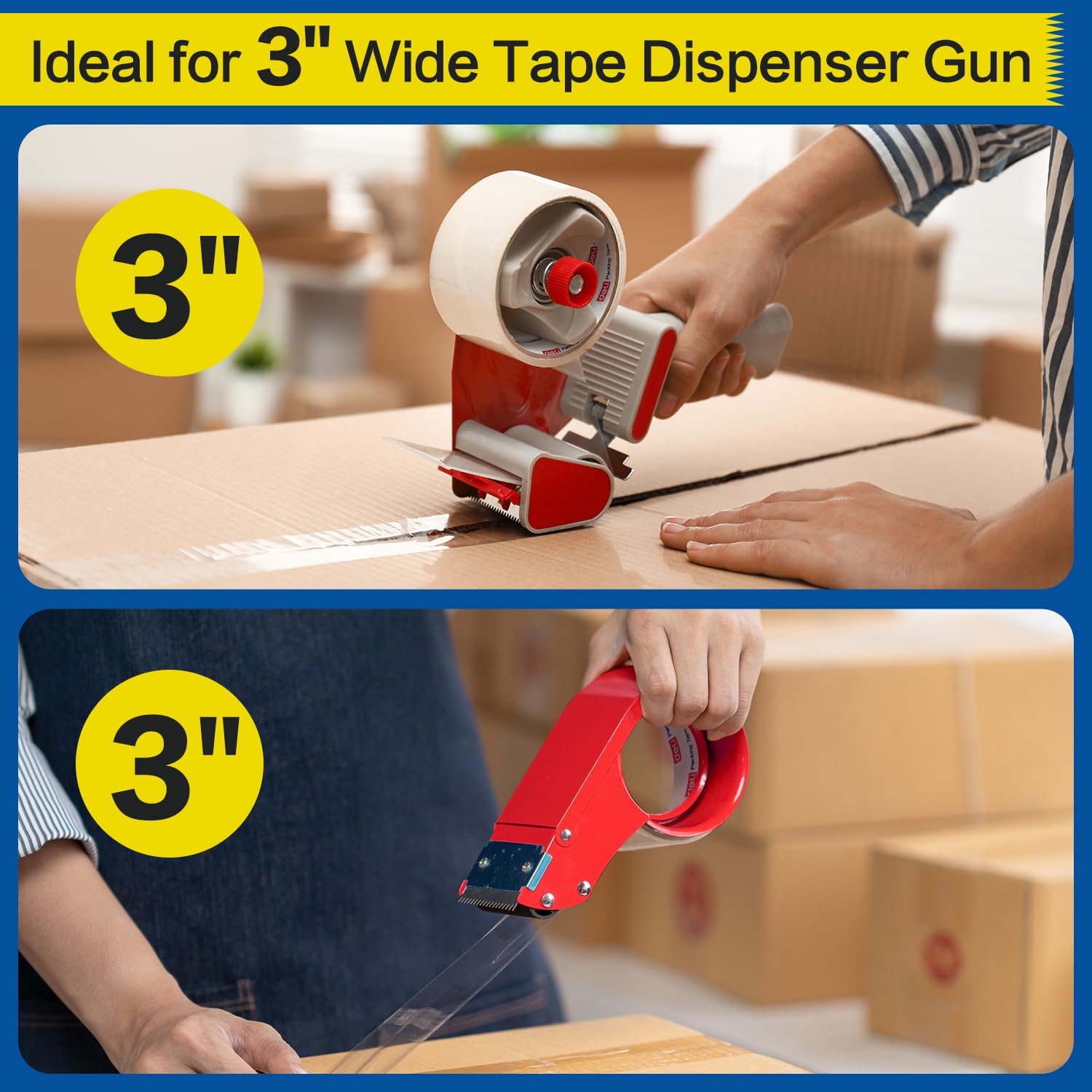 deli Heavy Duty Packing Tape, for Shipping Packaging, Clear, 2.7mil Thick, 1.88 inches Wide, 65 Yards Per Roll