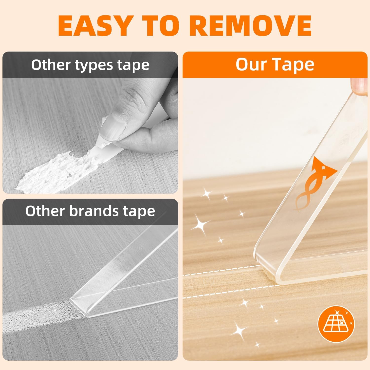 Deli Double Sided Tape Heavy Duty, Nano Tape, Double Sided Mounting Tape, Clear Adhesive Tape for Hanging Picture, Poster, Carpet, Photo Deco