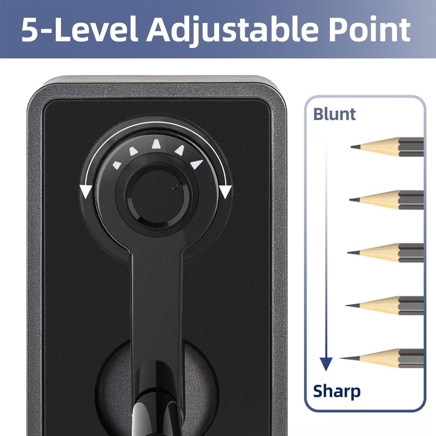 Deli Manual Pencil Sharpener - Auto-in Hand Crank with Adjustable Point for Colored Pencils, Kids, Students, Classroom, Home and Office, Black