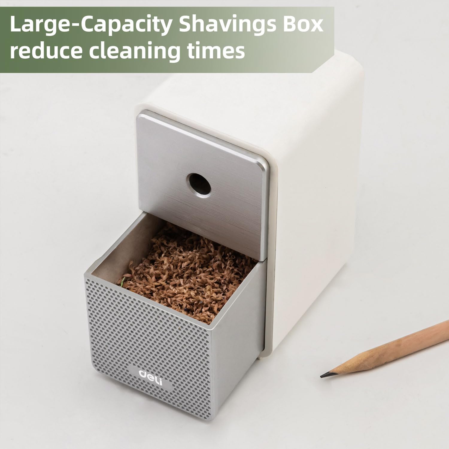 Deli Manual Pencil Sharpener - Auto-in Hand Crank with Adjustable Point for Colored Pencils, Kids, Students, Classroom, Home and Office, White