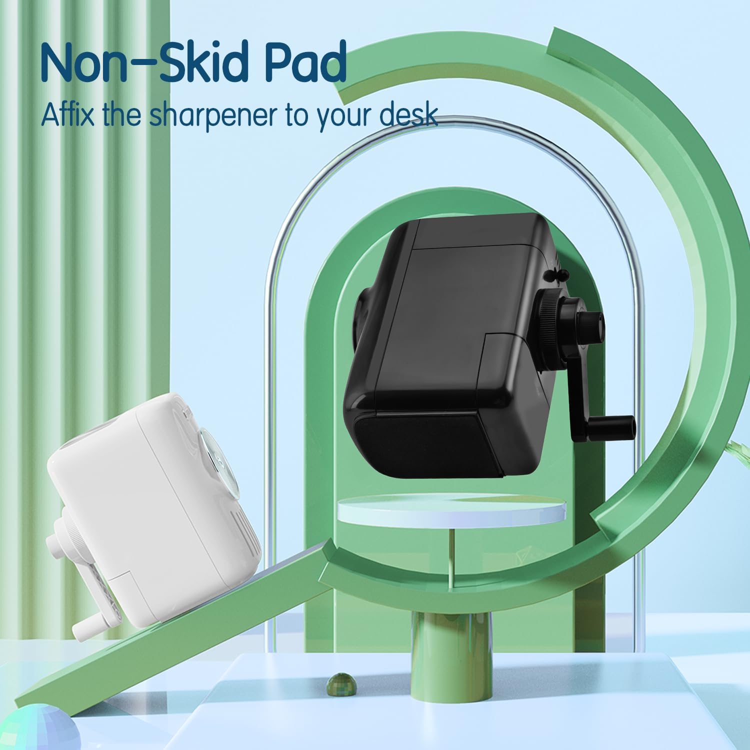 Deli Manual Music Themed Pencil Sharpener with Adjustable Point and Auto-in Design for Colored Pencils, Auto-Feed Hand Crank, Random Color