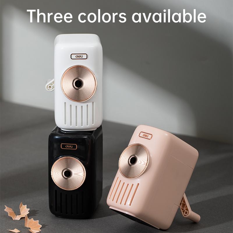 Deli Manual Music Themed Pencil Sharpener with Adjustable Point and Auto-in Design for Colored Pencils, Auto-Feed Hand Crank, Random Color