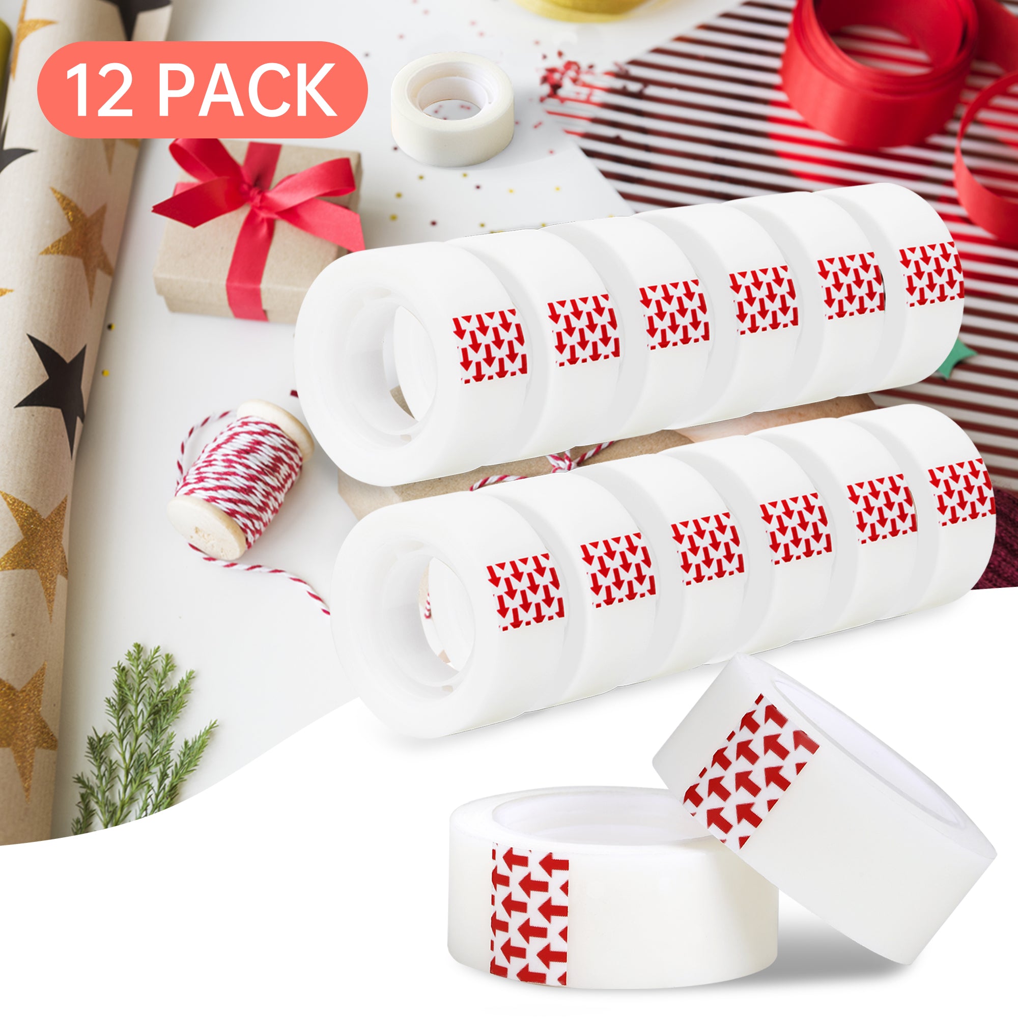 Invisible Tapes, Deli 12-Rolls Invisible Tape 3/4 x 1000 Inches, Numerous Applications Stationery Transparent Tape for Office Home School