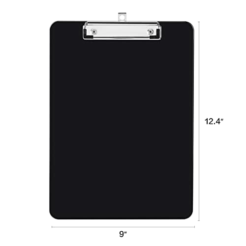 Deli Plastic Clipboard, Clipboards with Low Profile Clip, Standard A4 Letter Size Clipboard for Office, Nurses, Students, and Women, Size 12.4 ×9 Inch, Black
