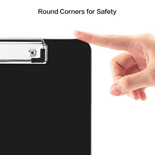 Deli Plastic Clipboard, Clipboards with Low Profile Clip, Standard A4 Letter Size Clipboard for Office, Nurses, Students, and Women, Size 12.4 ×9 Inch, Black