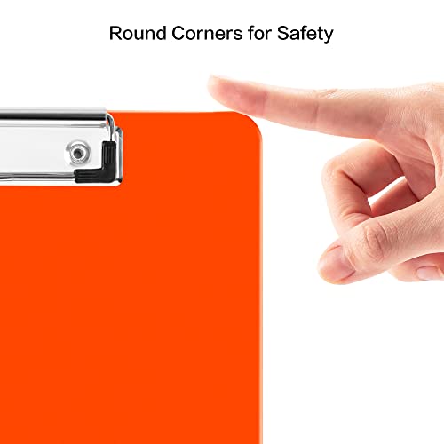 Deli Plastic Clipboard, Clipboards with Low Profile Clip, Standard A4 Letter Size Clipboard for Office, Nurses, Students, and Women, Size 12.4 ×9 Inch, Orange