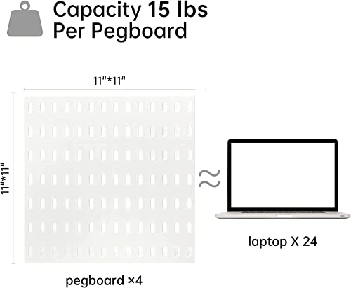 VUSIGN Pegboard Combination Wall Organizer Kit, Wall Mount Display Pegboard Panel Kits for Bedroom, Study, Office, Bathroom, 4 Pieces Pegboards and 17 Accessories, 22" x 22", Pink