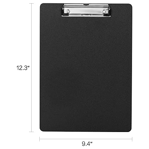 Deli Plastic Clipboard, Clip Board with Low Profile Clip, Standard A4 Letter Size Clipboards for Nurses, Students, Office and Women, Black, 2 Pack