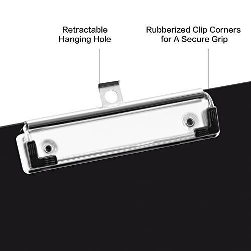 Deli Plastic Clipboard, Clipboards with Low Profile Clip, Standard A4 Letter Size Clipboard for Office, Nurses, Students, and Women, Size 12.4 ×9 Inch, Black