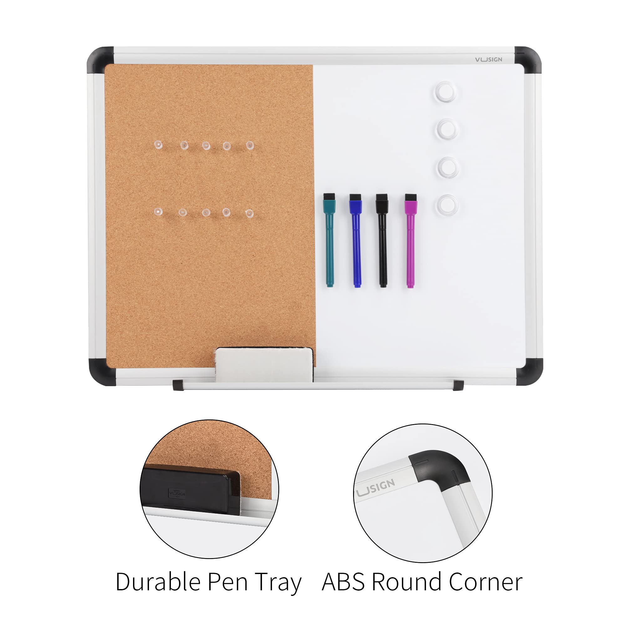 Whiteboard Bulletin Cork Board Combination, 17" x 23"