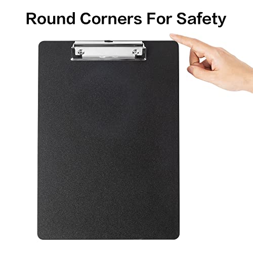 Deli Plastic Clipboard, Clip Board with Low Profile Clip, Standard A4 Letter Size Clipboards for Nurses, Students, Office and Women, Black, 2 Pack