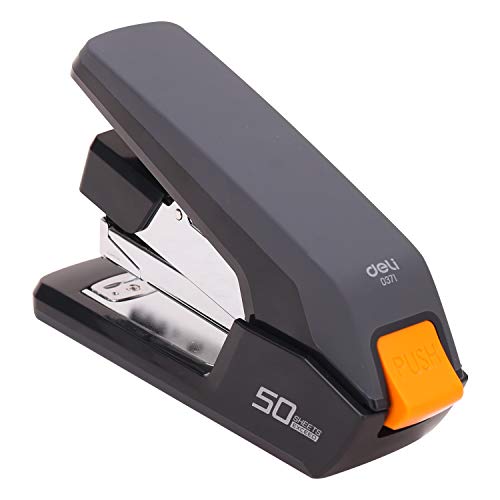 Deli Effortless Desktop Stapler, Heavy Duty Stapler, 40-50 Sheet Capacity, One Finger, No Effort, Includes Staples & Staple Remover, Black