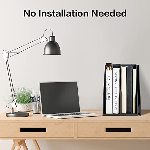 Deli Collapsible Magazine File Holder, Desk Organizer Document Folder for Office Organization and Storage, 3 Vertical Compartments, Dark Grey