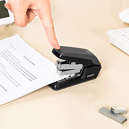 Deli Effortless Desktop Stapler, Standard Stapler, 25 Sheet Capacity, One Finger, No Effort, Includes Staples & Staple Remover, Black