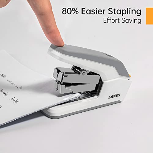 Deli Effortless Desktop Stapler, Standard Stapler, 25 Sheet Capacity, One Finger, No Effort, Includes Staples & Staple Remover, White