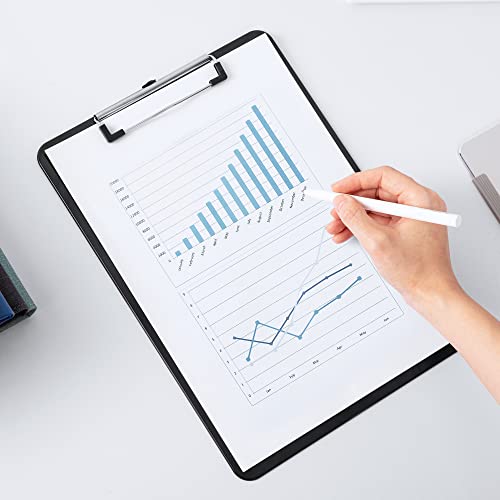 Deli Plastic Clipboard, Clipboards with Low Profile Clip, Standard A4 Letter Size Clipboard for Office, Nurses, Students, and Women, Size 12.4 ×9 Inch, Black