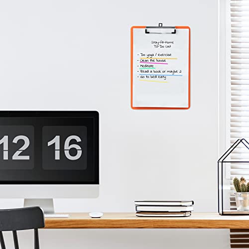 Deli Plastic Clipboard, Clipboards with Low Profile Clip, Standard A4 Letter Size Clipboard for Office, Nurses, Students, and Women, Size 12.4 ×9 Inch, Orange