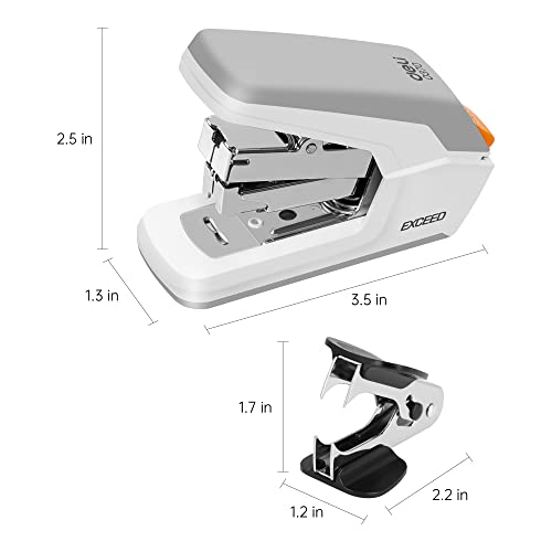 Deli Effortless Desktop Stapler, Standard Stapler, 25 Sheet Capacity, One Finger, No Effort, Includes Staples & Staple Remover, White