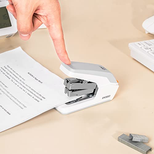 Deli Effortless Desktop Stapler, Standard Stapler, 25 Sheet Capacity, One Finger, No Effort, Includes Staples & Staple Remover, White