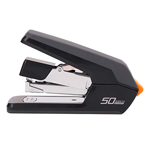 Deli Effortless Desktop Stapler, Heavy Duty Stapler, 40-50 Sheet Capacity, One Finger, No Effort, Includes Staples & Staple Remover, Black