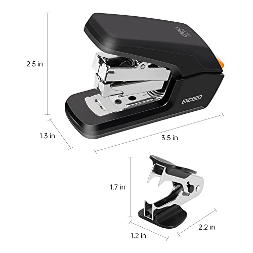 Deli Effortless Desktop Stapler, Standard Stapler, 25 Sheet Capacity, One Finger, No Effort, Includes Staples & Staple Remover, Black