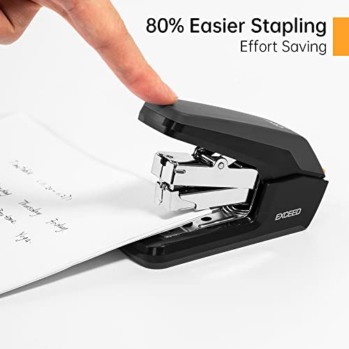 Deli Effortless Desktop Stapler, Standard Stapler, 25 Sheet Capacity, One Finger, No Effort, Includes Staples & Staple Remover, Black