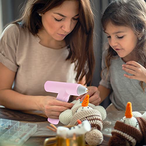 Deli Cordless Hot Glue Fast Preheating Glue Gun Kit with 30 Pcs Mini Glue Sticks, Smart-Power-Off Hot Melt Glue Gun for DIY Projects, Arts, Crafts, Quick Repairs and Home Decoration, Pink