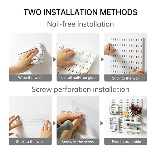 VUSIGN Pegboard Combination Wall Organizer Kit, Wall Mount Display Pegboard Panel Kits for Bedroom, Study, Office, Bathroom, 4 Pieces Pegboards and 17 Accessories, 22" x 22", White