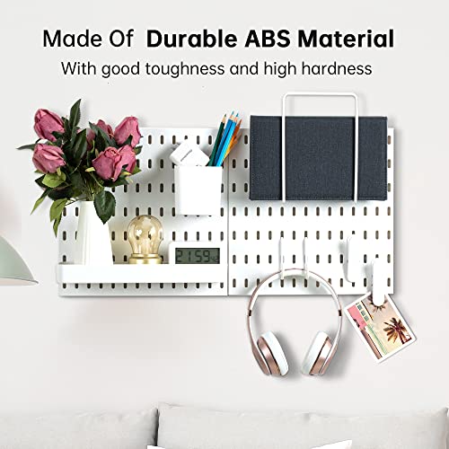 VUSIGN Pegboard Combination Wall Organizer Kit, Wall Mount Display Pegboard Panel Kits for Bedroom, Study, Office, Bathroom, 2 Pieces Pegboards and 10 Accessories, 11" x 22", White