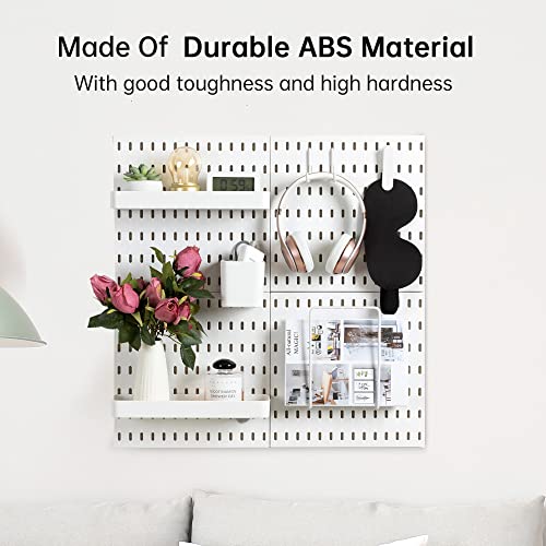 VUSIGN Pegboard Combination Wall Organizer Kit, Wall Mount Display Pegboard Panel Kits for Bedroom, Study, Office, Bathroom, 4 Pieces Pegboards and 17 Accessories, 22" x 22", White
