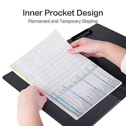 Deli Clipboard Folio, Plastic Foldable Clipboards with Interior Storage Pocket for Nurses, Students, Classroom, Office, Blue