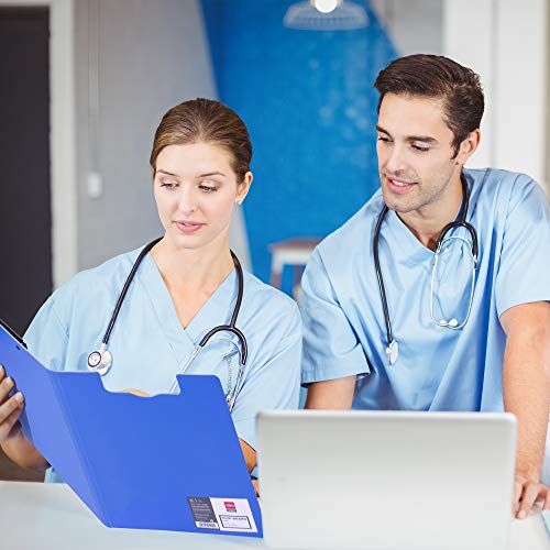 Deli Clipboard Folio, Plastic Foldable Clipboards with Interior Storage Pocket for Nurses, Students, Classroom, Office, Blue