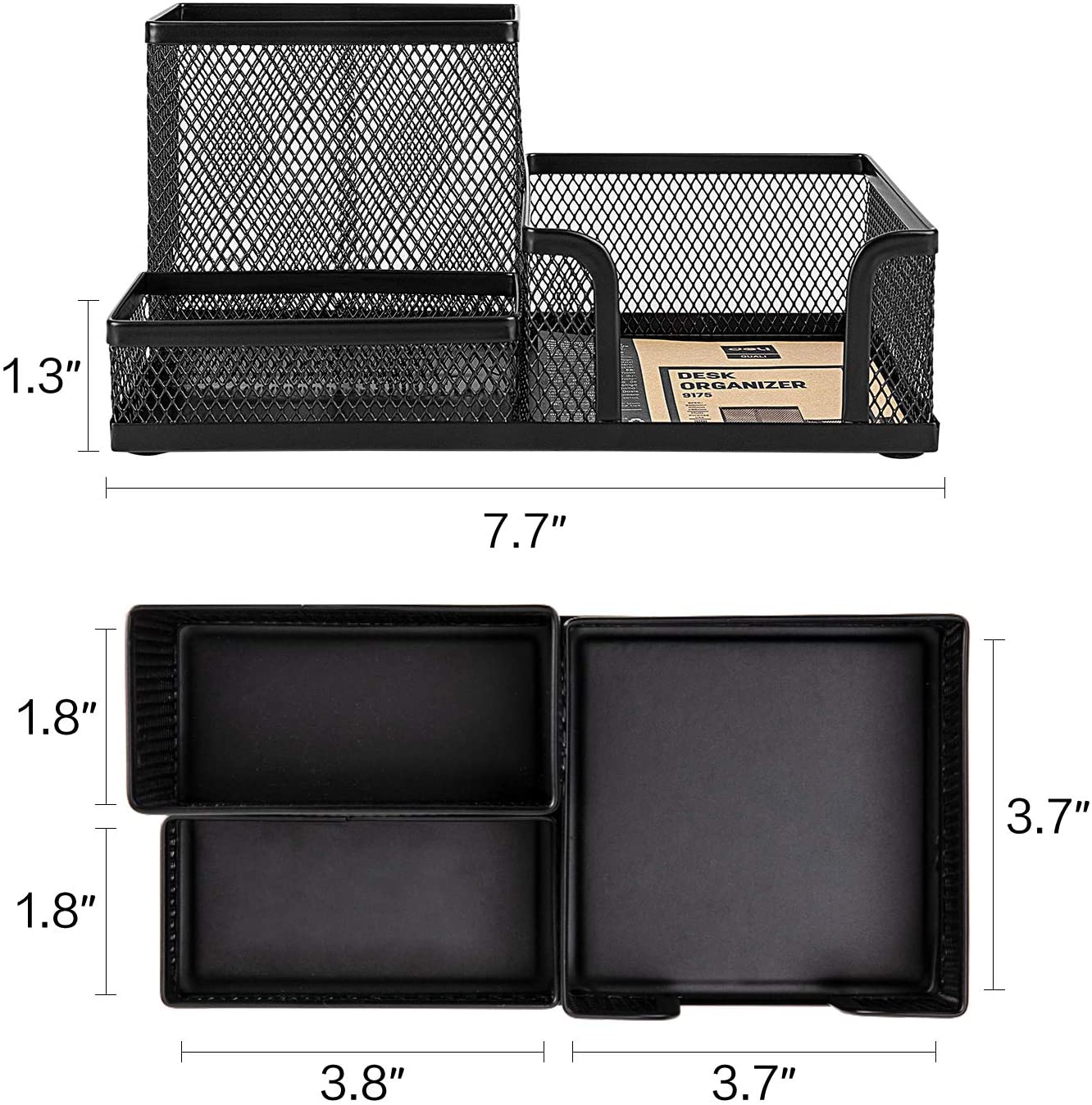 Mesh Desk Organizer 3 Compartments, Black
