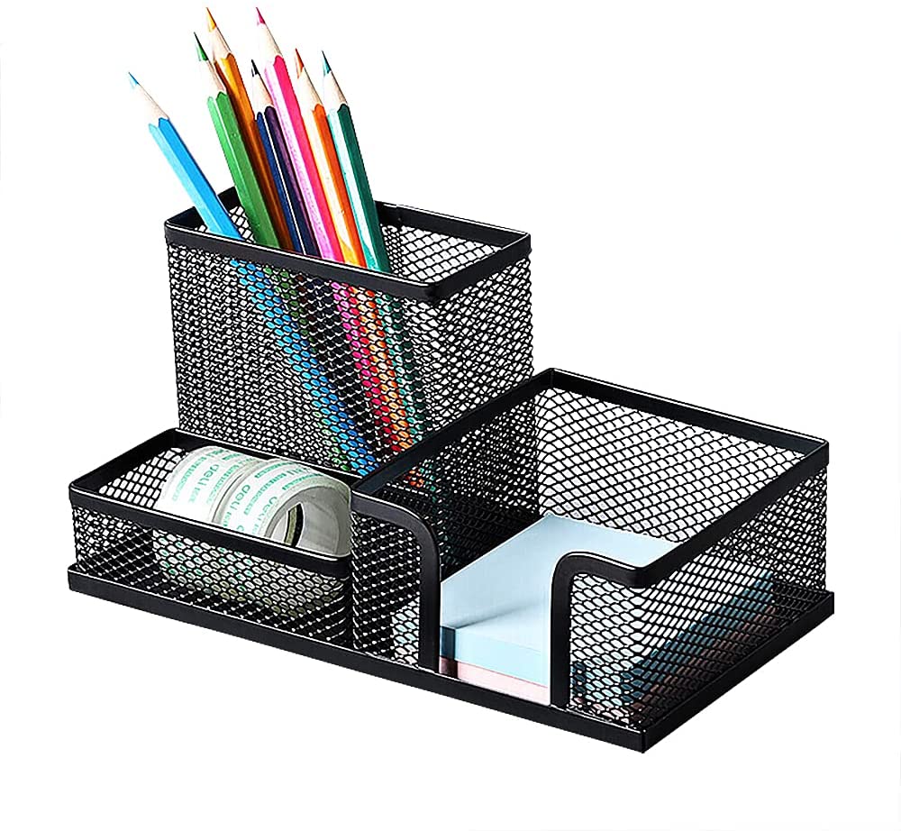 Mesh Desk Organizer 3 Compartments, Black