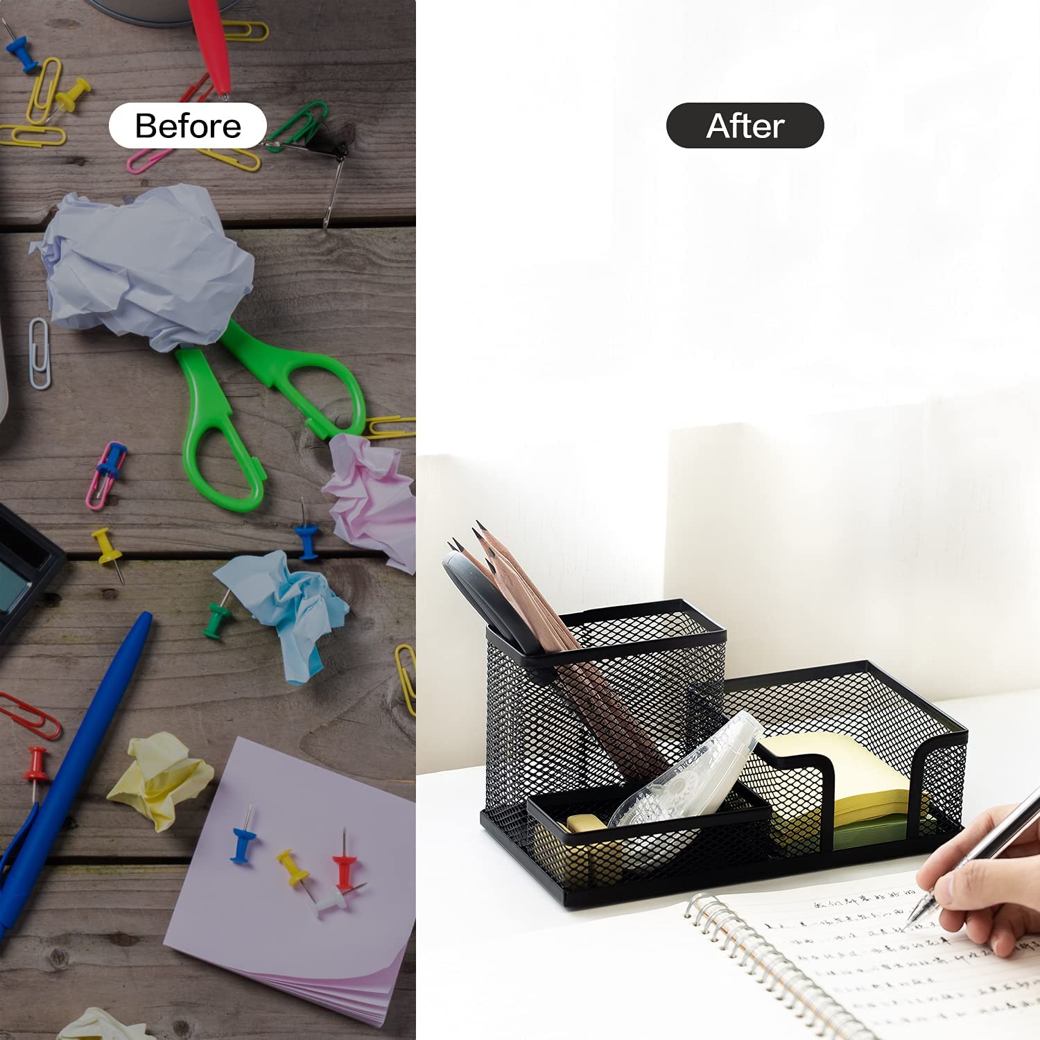 Mesh Desk Organizer 3 Compartments, Black