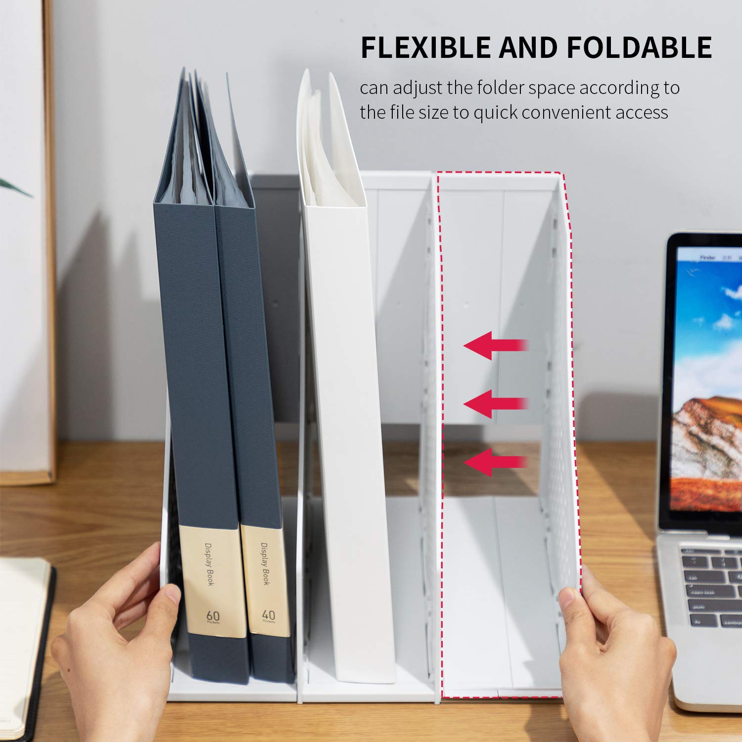 Magazine File Holder Collapsible 3 Vertical Compartments, Grey