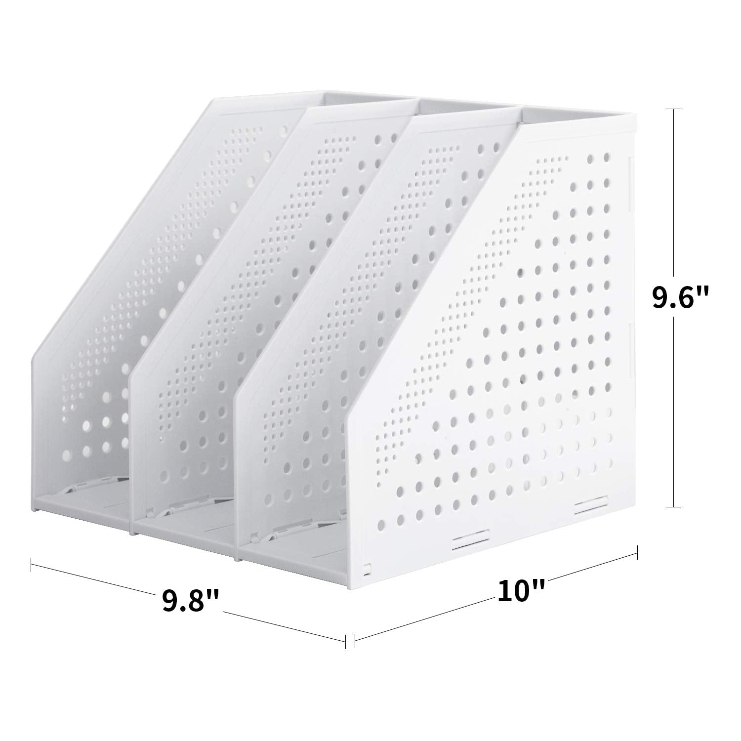 Magazine File Holder Collapsible 3 Vertical Compartments, Grey