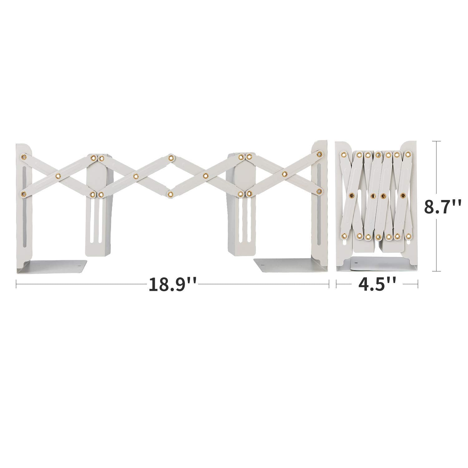 Heavy Duty Adjustable Book Ends, White