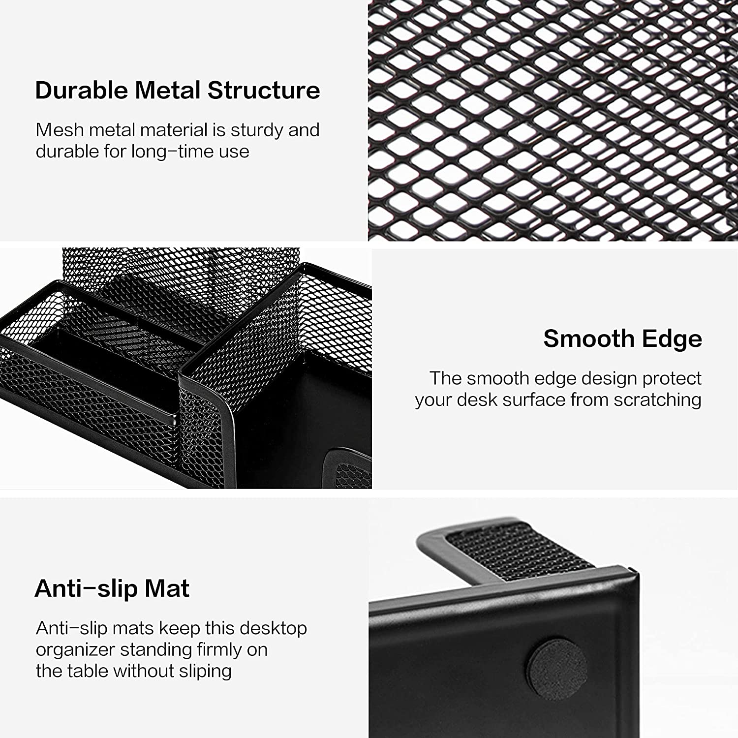 Mesh Desk Organizer 3 Compartments, Black