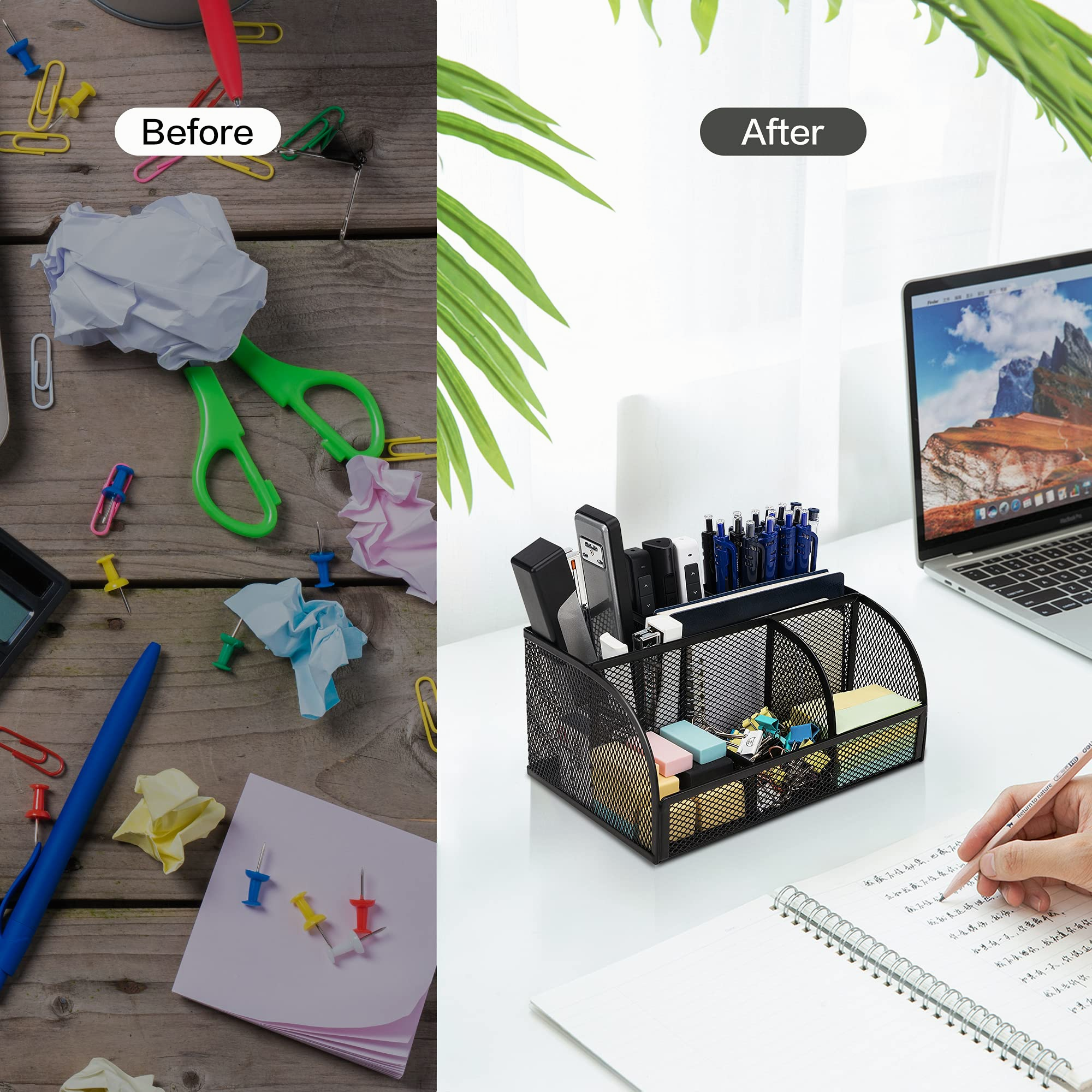 Mesh Desk Organizer 7 Compartments, Black