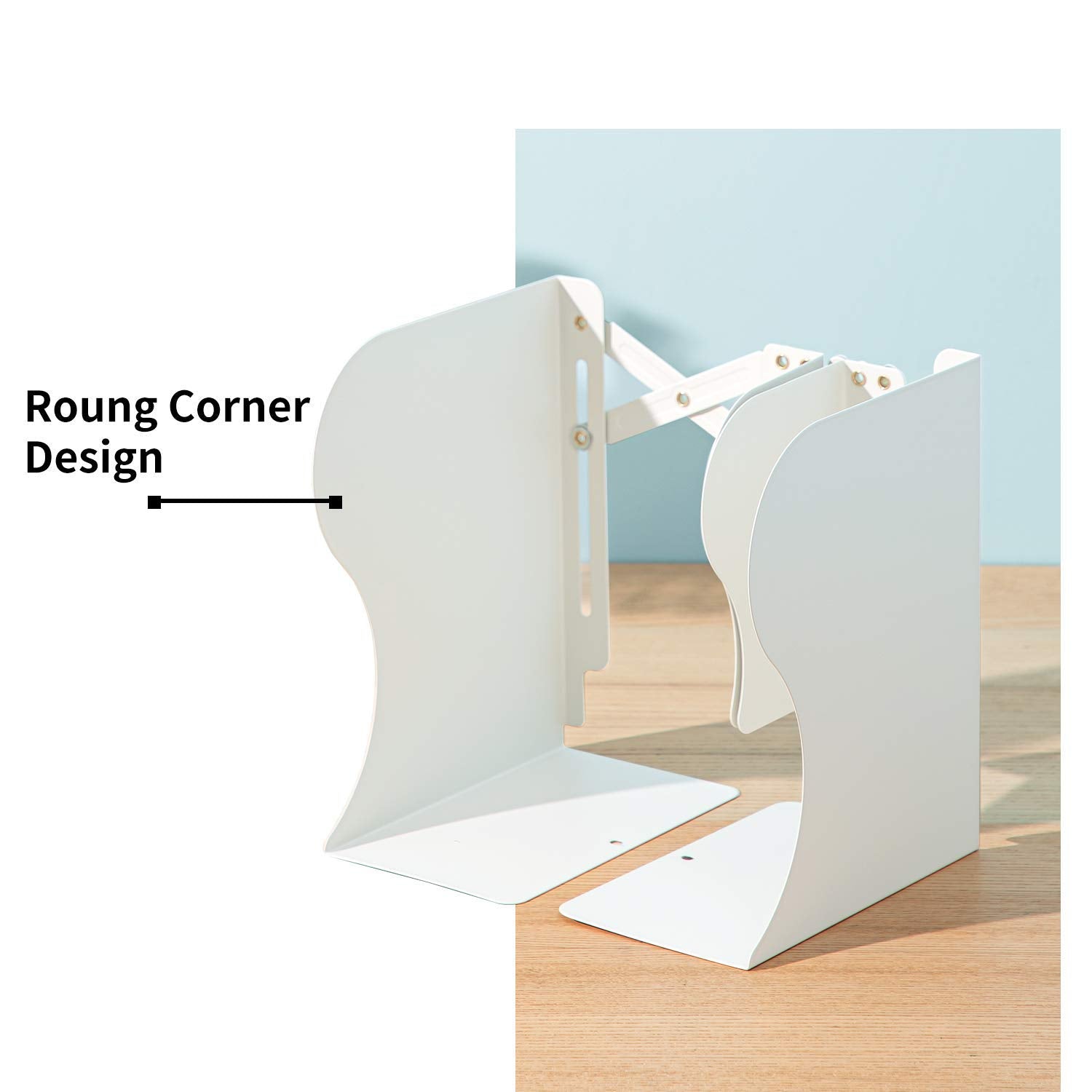 Heavy Duty Adjustable Book Ends, White