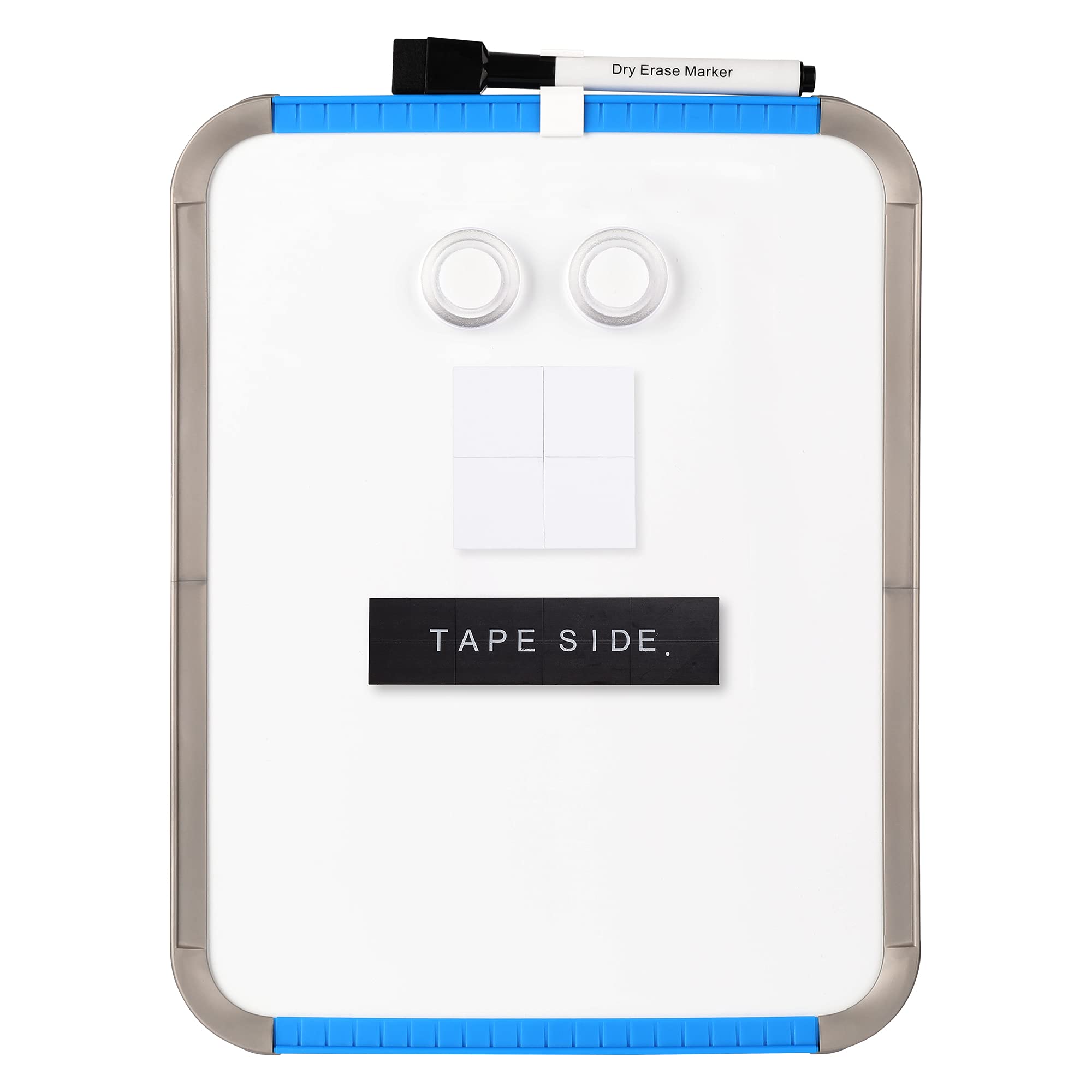 Small Magnetic Dry Erase Board, 8.5 x 11 Inches, Blue Frame