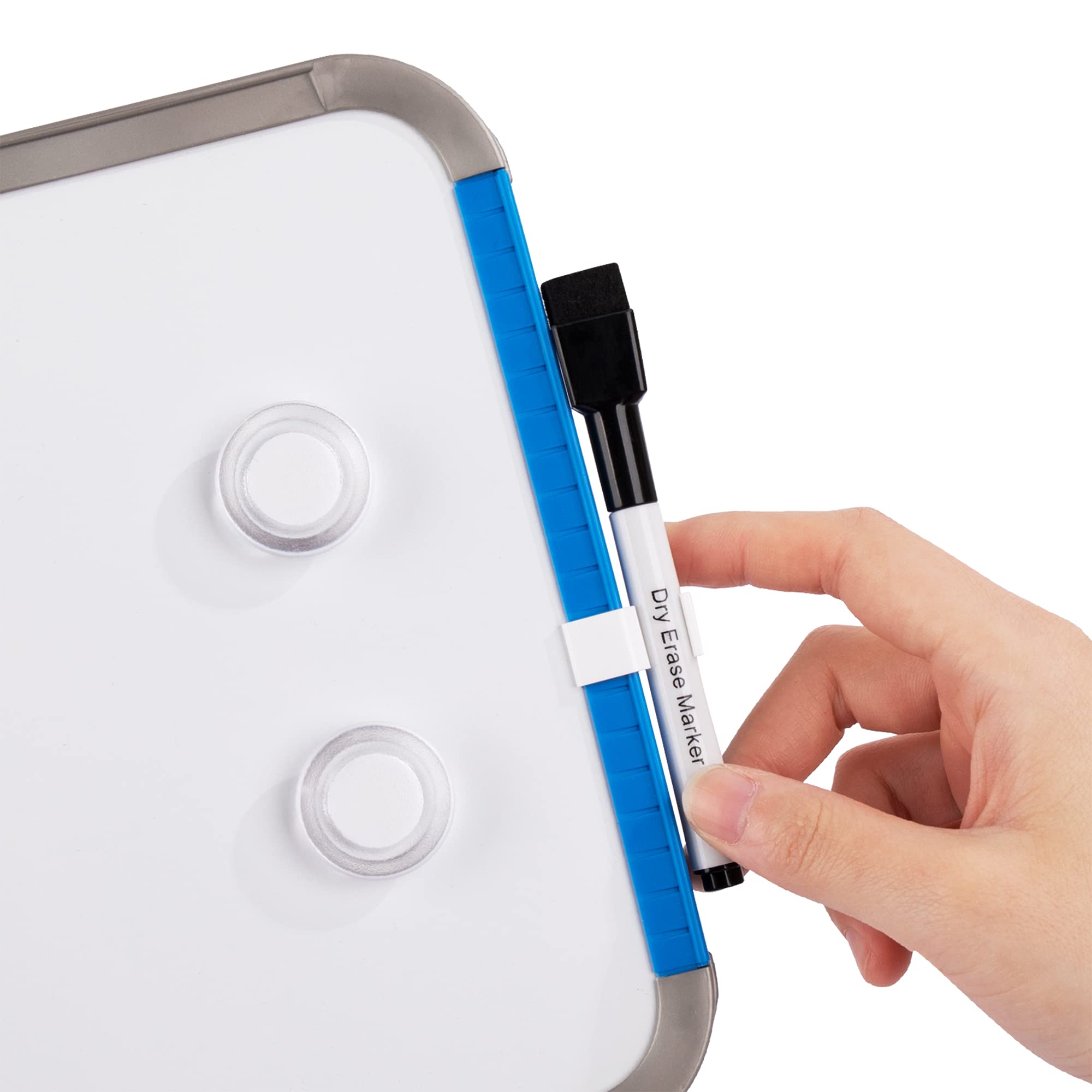 Small Magnetic Dry Erase Board, 8.5 x 11 Inches, Blue Frame