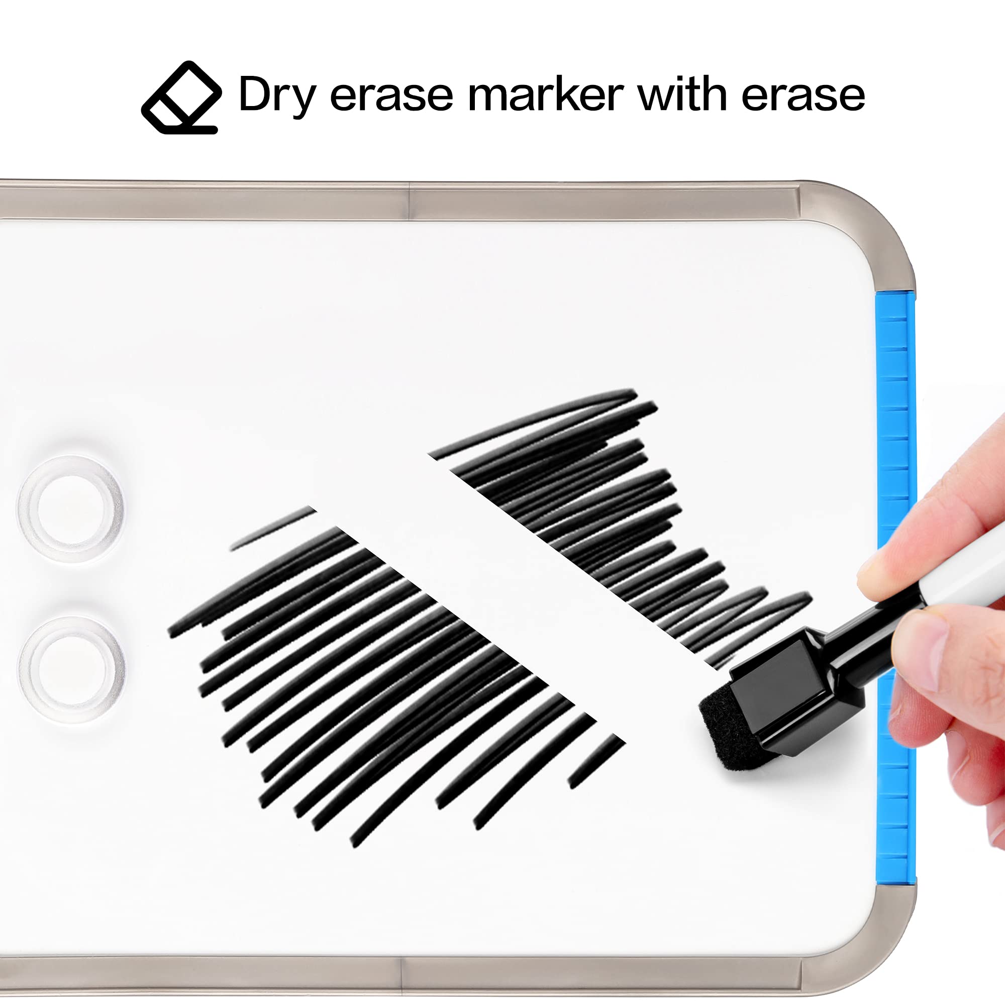 Small Magnetic Dry Erase Board, 8.5 x 11 Inches, Blue Frame