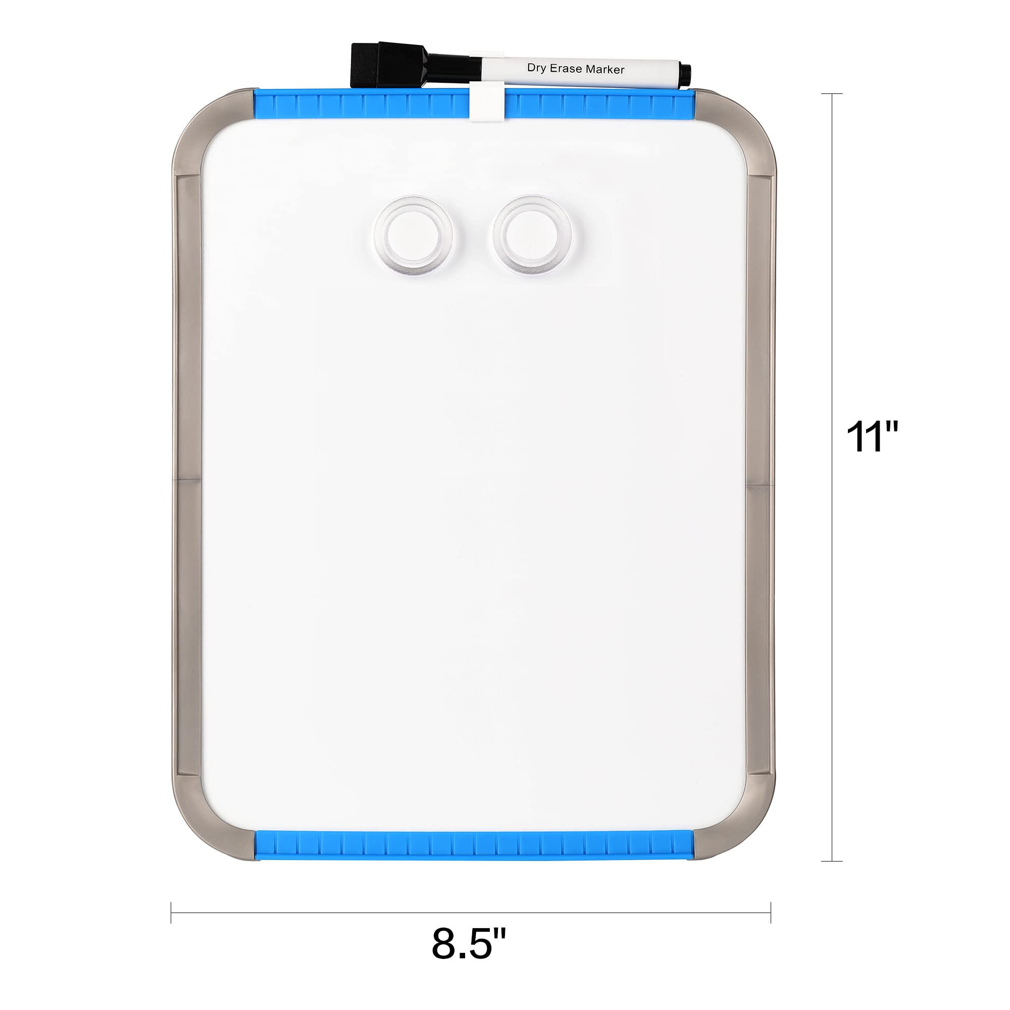 Small Magnetic Dry Erase Board, 8.5 x 11 Inches, Blue Frame
