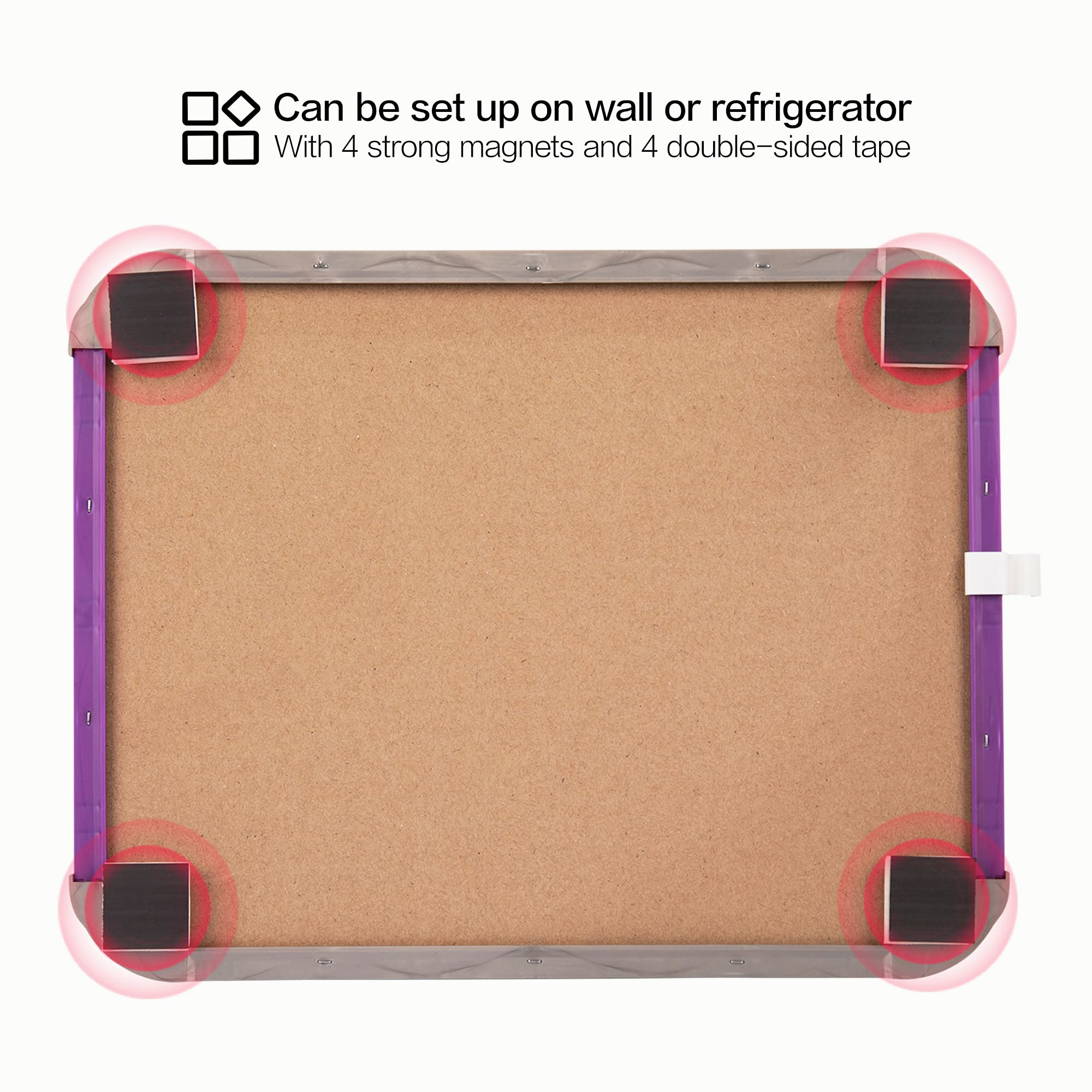 Small Magnetic Dry Erase Board, 8.5 x 11 Inches, Purple Frame