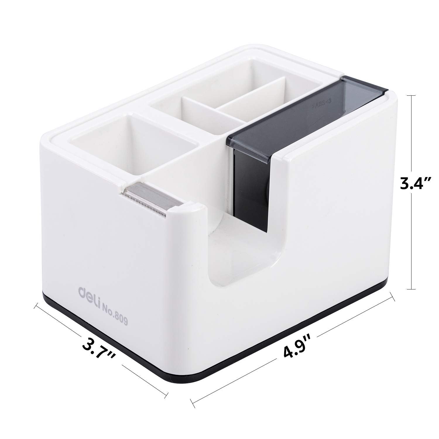 Desktop Tape Dispenser with Pen Holder, 2-in-1 Heavy Weighted Non-Skid Base, White