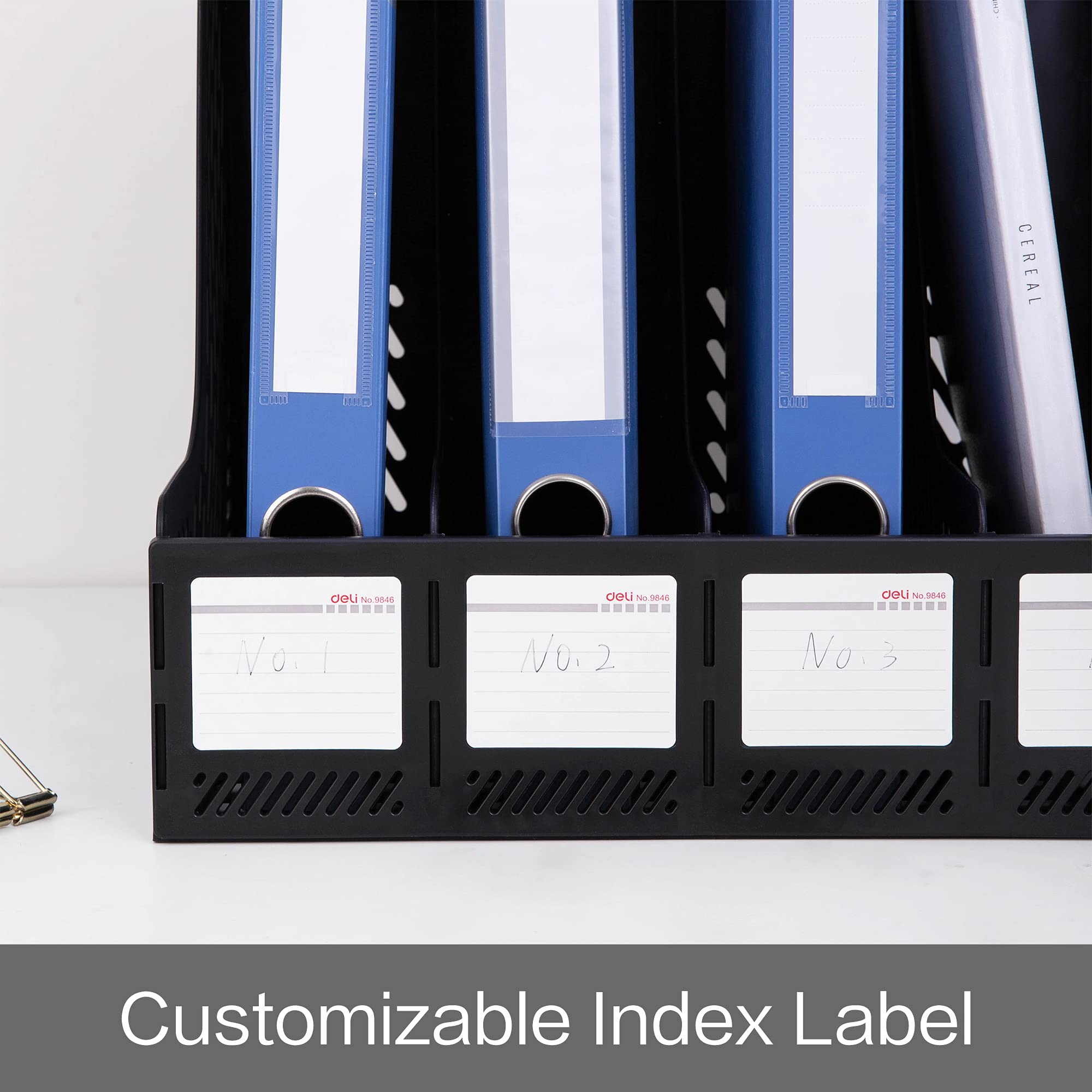 Magazine File Book Holder 4 Compartments, Black